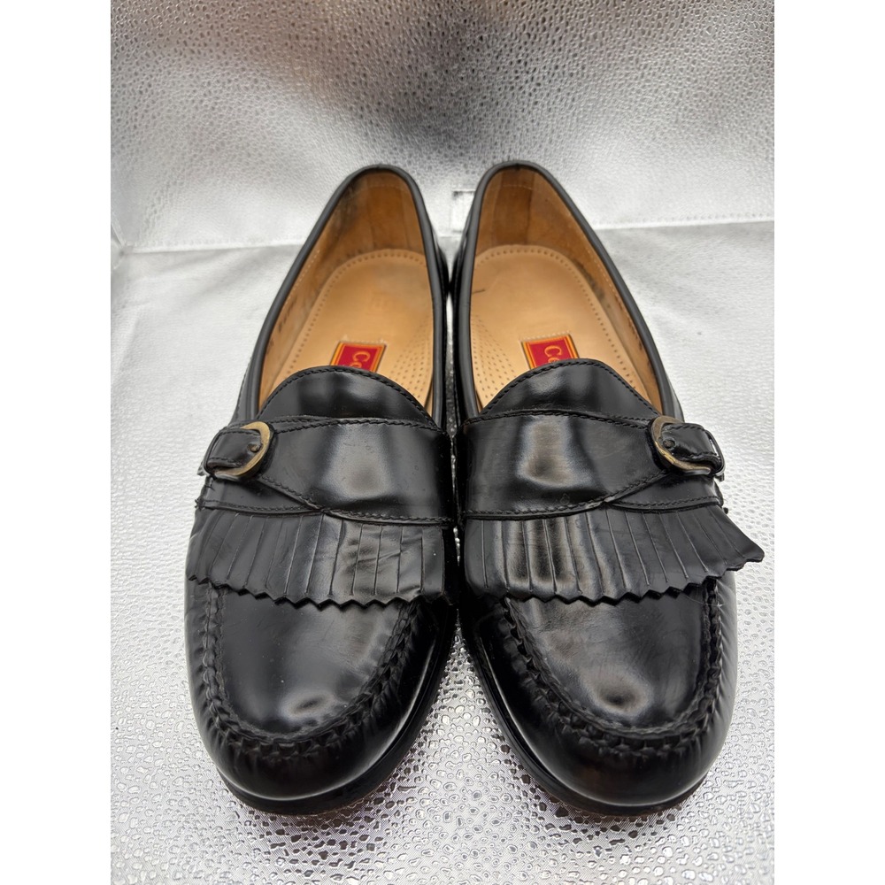 Cole Haan City Mens Black Leather Kiltie Buckle Loafers 10.5 D 3518